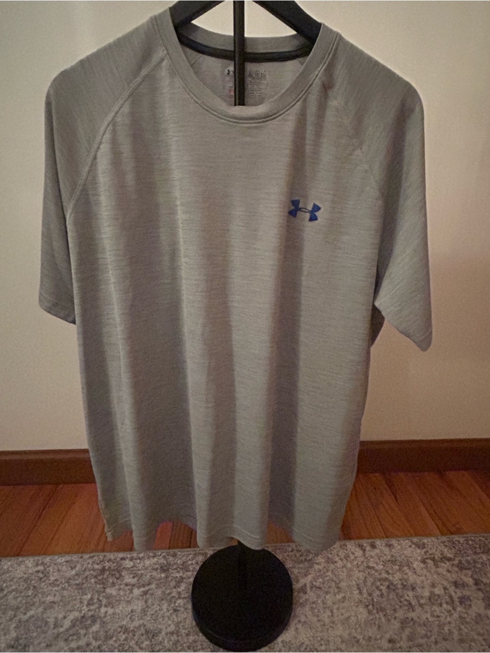 Under Armour Light Gray Short Sleeve Performance Tee with Blue Logo